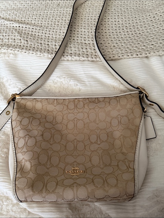 Coach Handbags - Coach Neutral Signature Crossbody in Khaki and Chalk